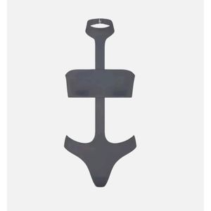 NWT SKIMS SWIM CUT OUT HALTER MONOKINI IN GUNMETAL